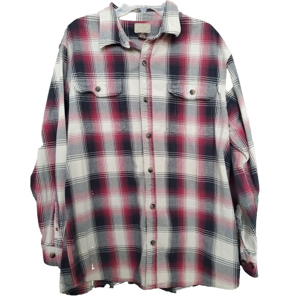 CE Schmidt Work Wear Men's Button-Front Plaid Heavyweight Shirt Sz XLT w/Pockets - Picture 1 of 5